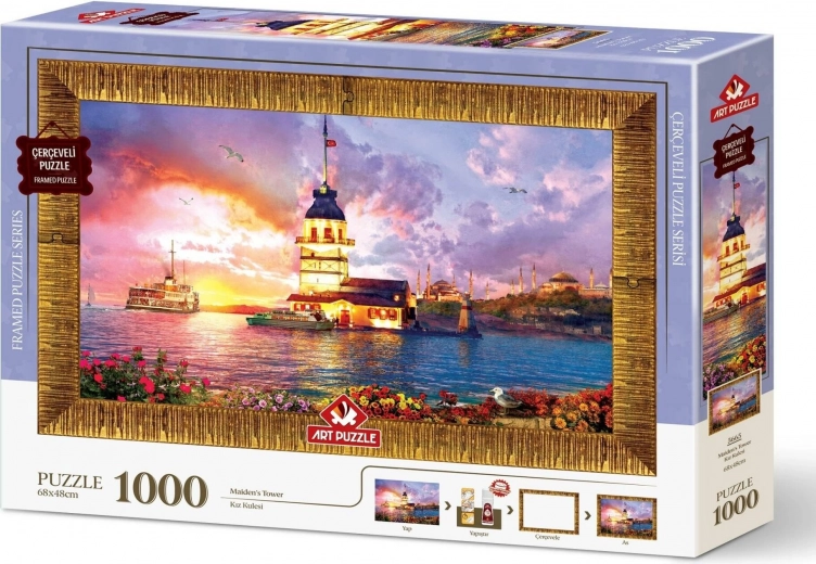 Puzzle cu ramă și adeziv 3în1 Turnul fetelor 1000 piese
