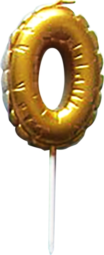 Lumânare pentru tort, cifra 0, auriu, 6 cm