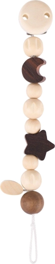 Goki lanț pentru suzetă cu motiv lună și stea, natural - 1 bucată