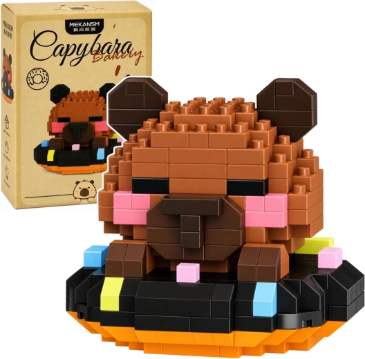 Mini set de construcție: capibara pe gogoașă, maro (306 piese)