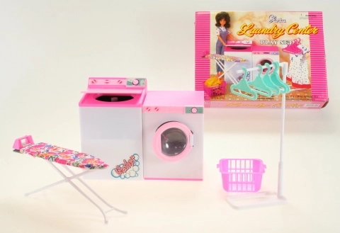 Set de spălătorie Glorie pentru păpuși cu mașină de spălat, uscător și masă de călcat