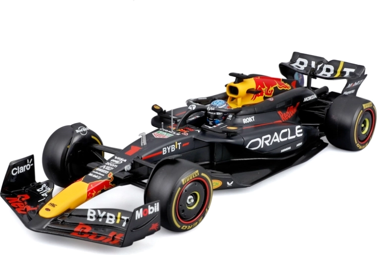 Model Bburago F1 Oracle Red Bull Racing RB20 2024 Max Verstappen 1:24 în cutie acrilică