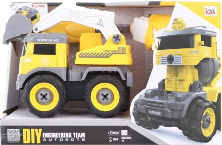 Excavator cu șuruburi telecomandat cu transformare în robot