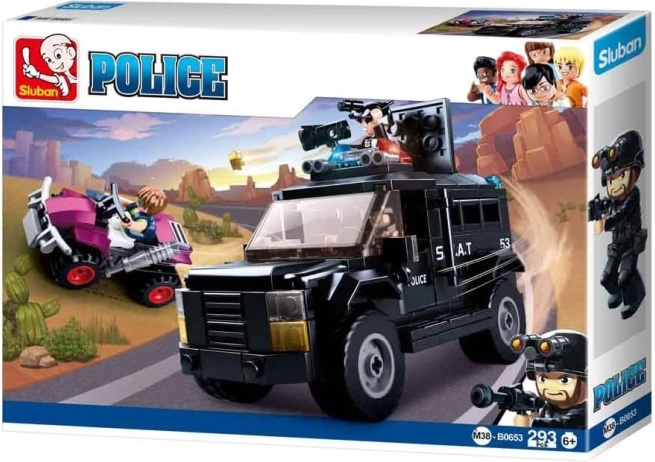 Sluban vehicul SWAT de poliție cu quad și figurine