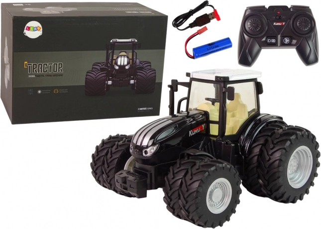 Tractor cu telecomandă 2,4 GHz, negru, metal, 1:24