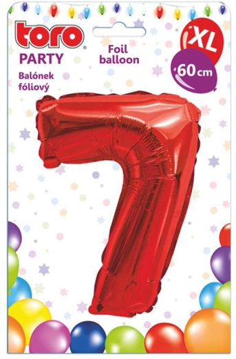 Balon din folie cifră 7, 60 cm, roșu TORO
