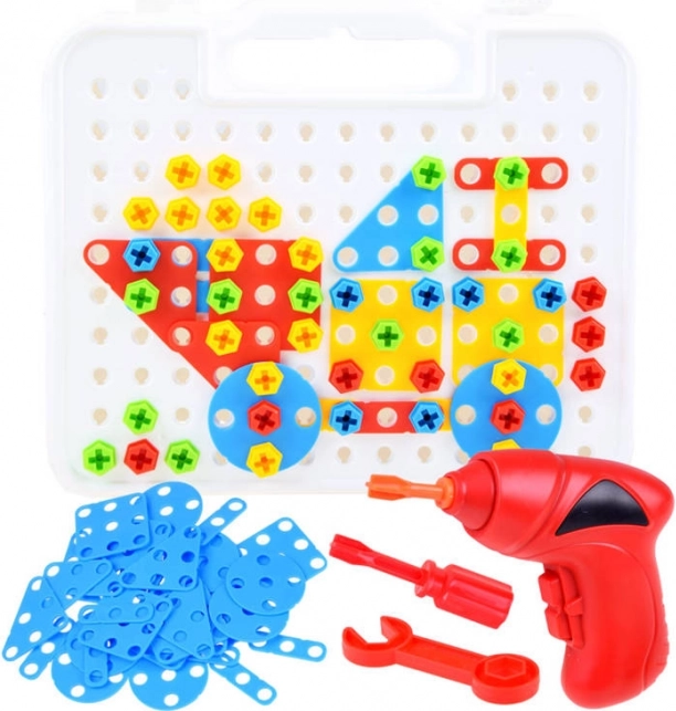 Set mare de construcție în valiză cu bormașină, 268 piese