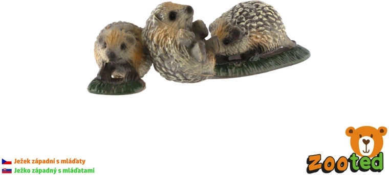 Figurină decorativă familie de arici din plastic 8 cm