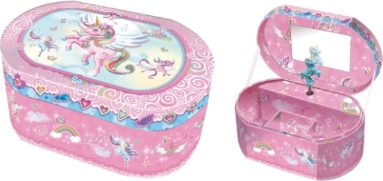 Cutie de bijuterii ovală PECOWARE cu mecanism muzical și unicorn