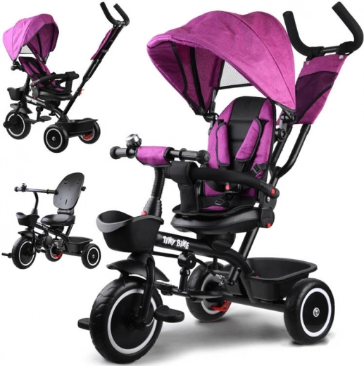 Tricicletă pentru copii 3‑în‑1 cu baldachin TINY BIKE – Roz