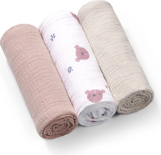 Scutece muselină Babyono Super Soft 3 buc. gri 70 × 70 cm