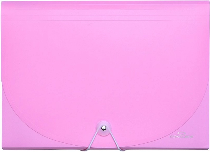 Dosar pentru documente cu elastic A4, 7 buzunare, roz pastel