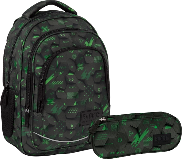 Set școlar avantajos BackUP Hexa Game 2v1 – rucsac și penar