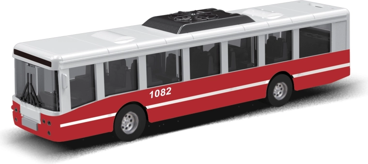 Autobuz MHD cu volantă 16 cm – roșu