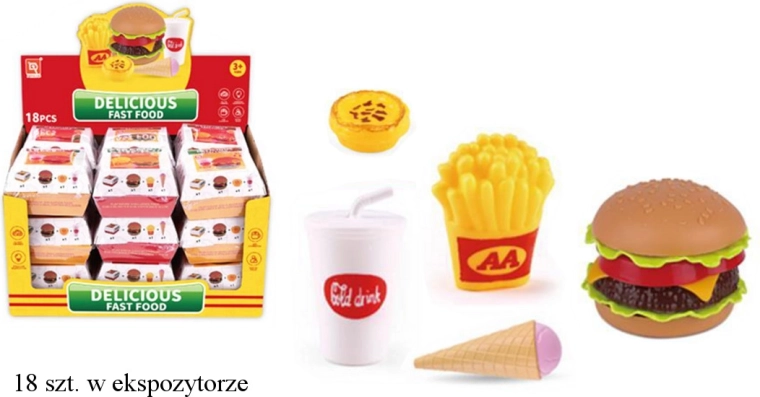 Set de fast-food pentru copii – hamburger, cartofi prăjiți, băutură și înghețată