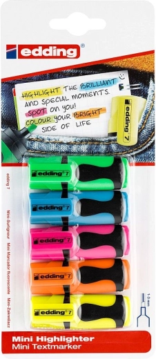 Set de mini evidențiatoare Edding 7 în culori neon (5 bucăți)