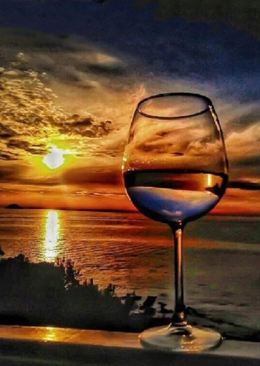 Pictură cu diamante – Pahare la țărm 30 × 40 cm