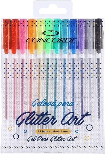 Set de pixuri gel sclipitoare CONCORDE Glitter Art, 12 bucăți