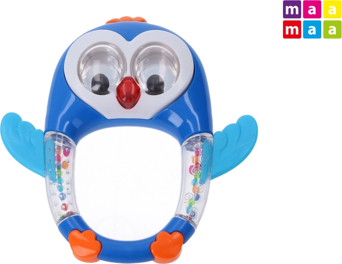 Zornăitoare în formă de pinguin cu efecte luminoase și sonore, 15 cm