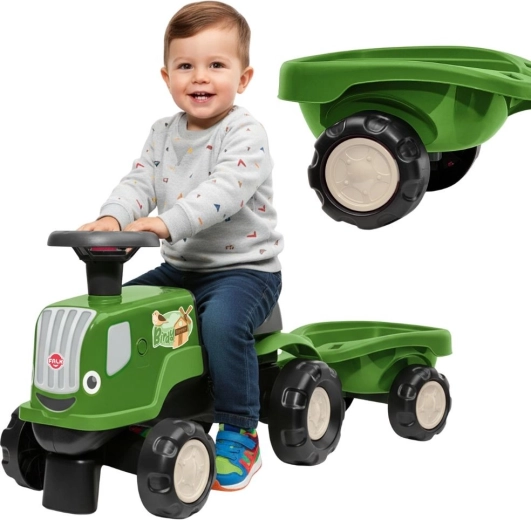 trotinetă fără pedale tractor cu remorcă BIRDY FARM verde 1–3 ani – FALK