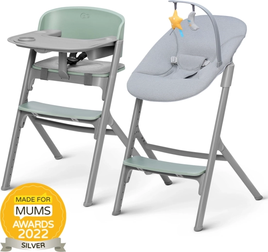 Kinderkraft Select set scaun de masă Livy Olive Green + balansoar Calmee