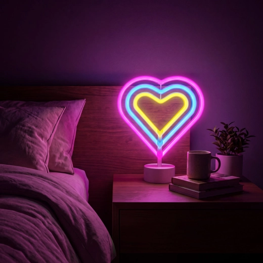 Lampă LED neon colorată în formă de inimă