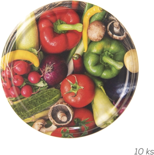 Capac metalic pentru conserve TO 82 bio cu motiv de legume (10 buc.)