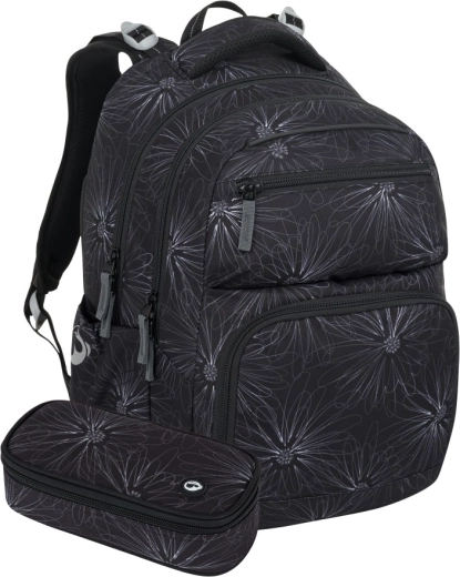 Bagmaster Zipster 25 set pentru elevi – negru cu flori albe