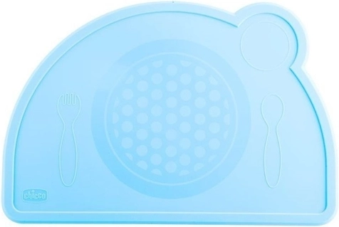 Chicco set de masă din silicon albastru-verde 18m+