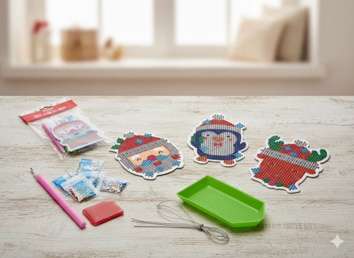 Set de Crăciun pentru pictură cu diamante DIY – mix de ornamente