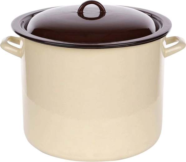 Silesia Rybnik oală emailată cu capac 16,6 l, crem cu interior închis la culoare, 30 cm