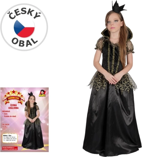 Rochie de carnaval de regină malefică pentru fete de 130–140 cm