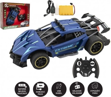 Mașină RC sport cu efect de abur, albastră, 2,4 GHz