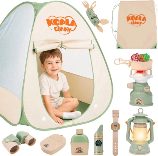 Set de camping pentru copii Woopie Discovery cu cort bivac XXL, 15 piese