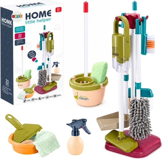 Set de curățenie pentru copii cu aspirator, mop și suport (23 piese)