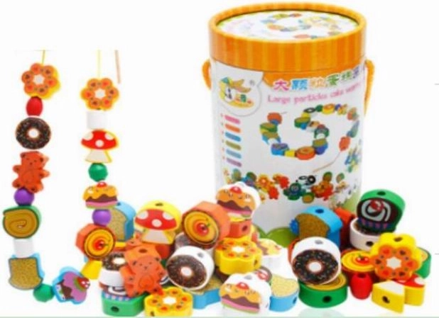 Mărgele din lemn biscuiți 70 buc – set creativ Zrób To Sam