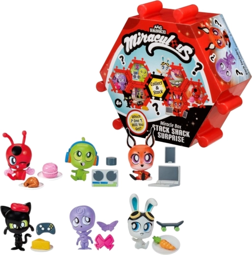 Miraculous Shack Stack Surprise mini căsuță cu figurină Kwami și accesorii - 1 bucată