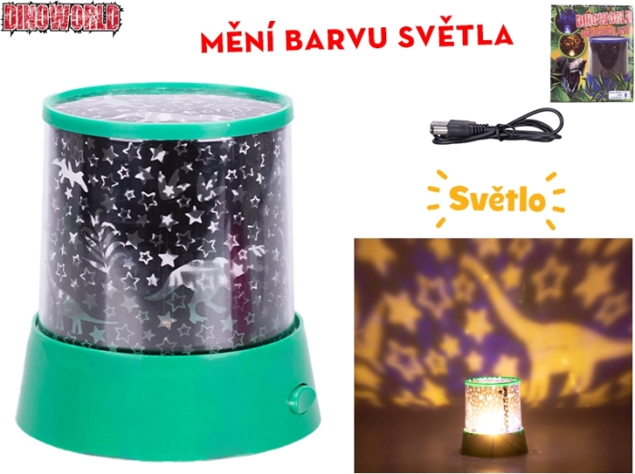 Dinoworld lampă-proiector pentru copii cu dinozauri, rotație 360° și culori schimbătoare