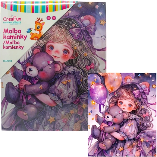 Pictură cu diamante – ursuleț de ziua de naștere 27 × 33 cm