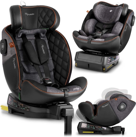Scaun auto Nukido Prestige Line rotativ 0–36 kg i-Size ISOFIX negru-gri