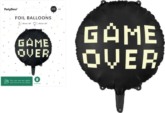 Balon din folie „Game over” negru 45 cm