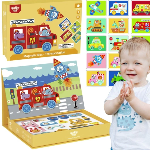 Puzzle montessori magnetic în cutie 80 piese TOOKY TOY