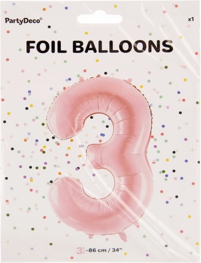 Balon din folie cifra 3, roz, 86 cm