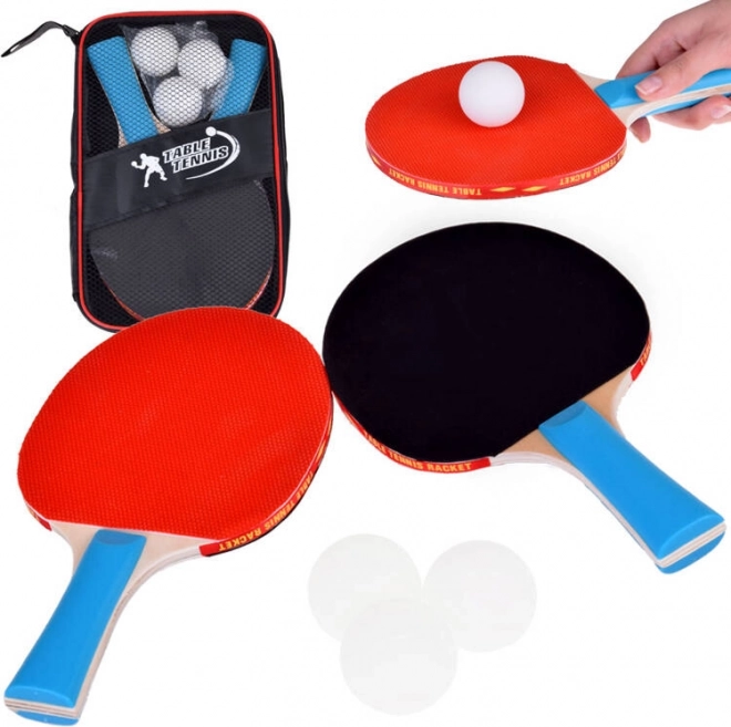 Palete de ping-pong din lemn cu 3 mingi
