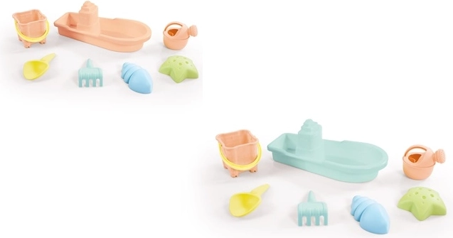 Set de plajă Dolu în culori pastel, cu bărcuță