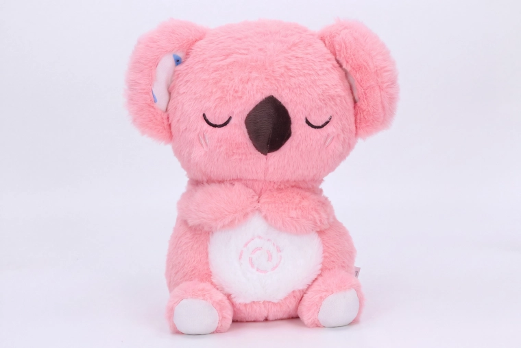 Koala de pluș care respiră, roz, cu efecte, 27 cm