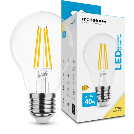 Modee Smart Lighting bec LED tip filament Globe E27 4 W alb cald