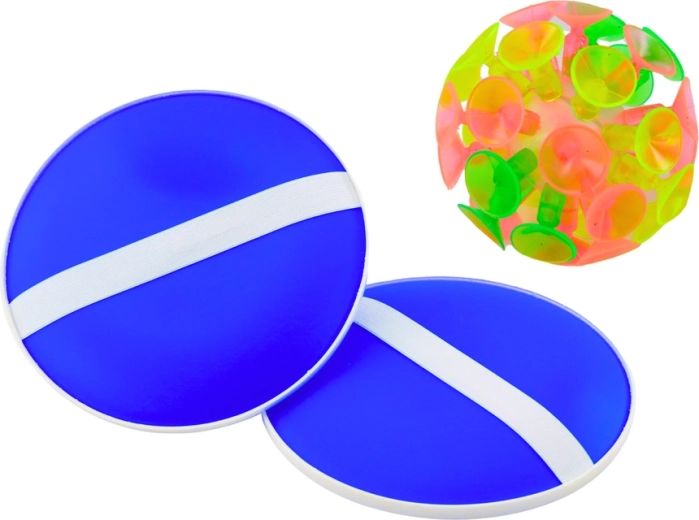 Joc de îndemânare cu palete rotunde și minge cu ventuze Albastru