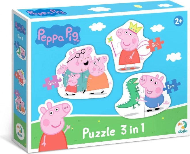 Puzzle Peppa Purcelușa – familia 3în1 (2, 3 și 4 piese) DODO