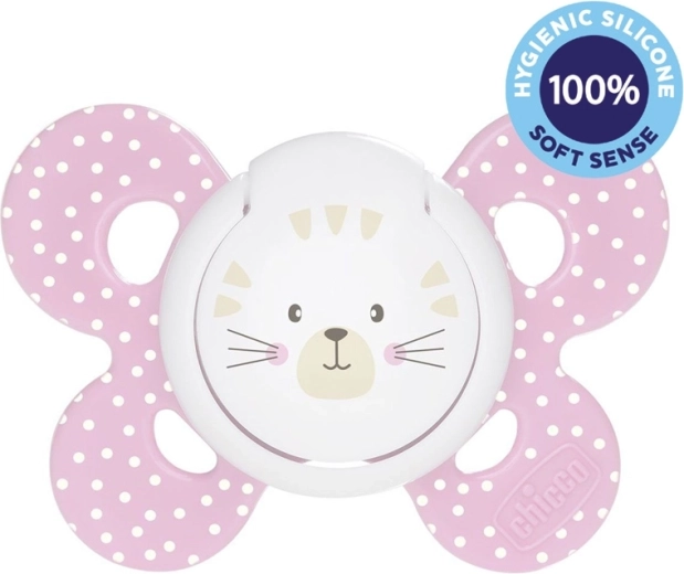 CHICCO suzetă Physio Comfort din silicon 6–16 luni – pisică, 1 buc.